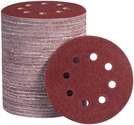 S SATC 125mm Sanding Discs 150 Pcs Dustless 8 Holes Orbital Sander Discs Hook and Loop Sanding Discs for Random Orbital Sander, 60 80 100 120 150 180 240 320 400 600 Grit Sandpaper Assortment