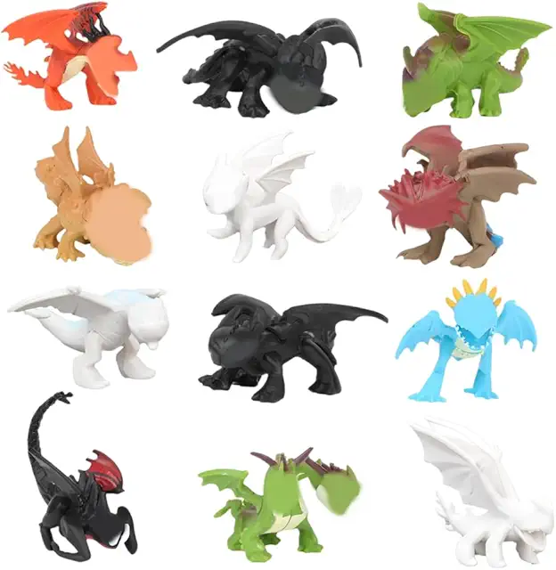 Figurines Miniatures Dragons 12 pièces - Décoration Animation Enfant