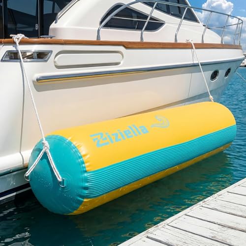 ziziella Inflatable Boat Fenders Boat Bumper 4FT Dock Fender with 2 Ropes Storage Bag PVC Dock Bumper for Tying up Fishing Boats Pontoon Boat Yachts and Jet Ski