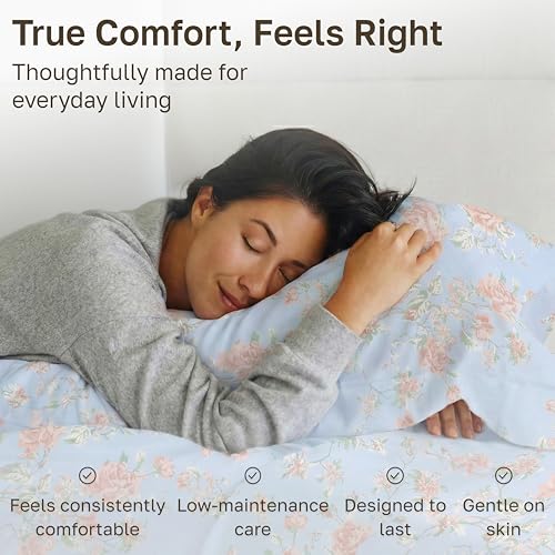 Image of California Design Den Soft Cotton Bed Sheets Cal King Size Set, 400 TC Good Housekeeping Award Winner, Smooth Sateen Finish with Deep Pockets, Cozy and Durable Cotton Bedding Set - Floral Blue /Pink