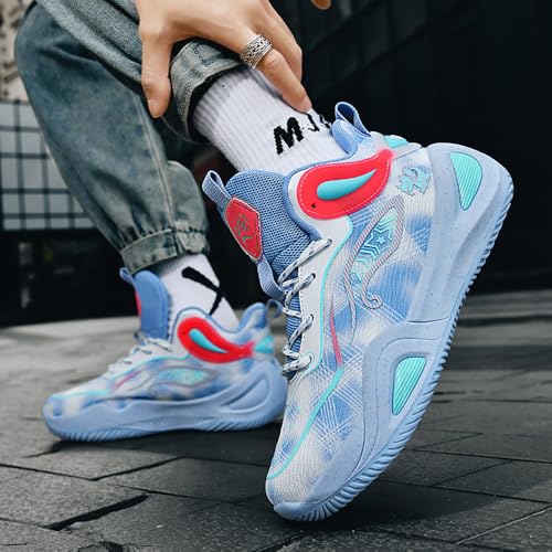 Image of Womens Mens Basketball Shoes High Top Fashion Volleyball Sneakers Breathable Lace Up Non Slip Sport Outdoor Shoe for Unisex
