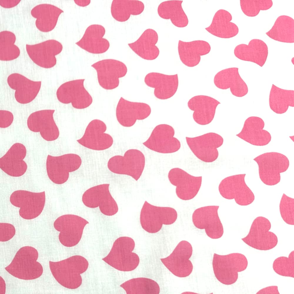 Oh Sew Crafty Limited Pink Polycotton Fabric Tossed Love Hearts Valentines Heart Romance (Price Per Metre) (Pink)