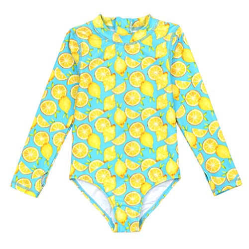SwimZip® Girls' Long Sleeve UPF 50+ One-Piece Swimsuit - 2 Years to 14 Years Lemons
