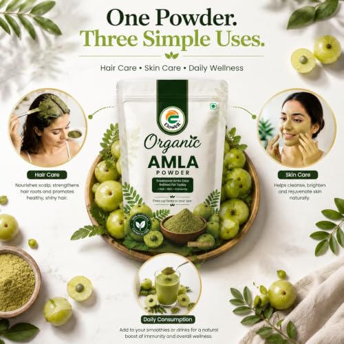 Image of Amla Powder Indian Gooseberry, Amalaki, Nellikkai, 100% Pure, No Preservatives, Rich in Vitamin C for Hair, Skin, Immunity & Digestion (200g)