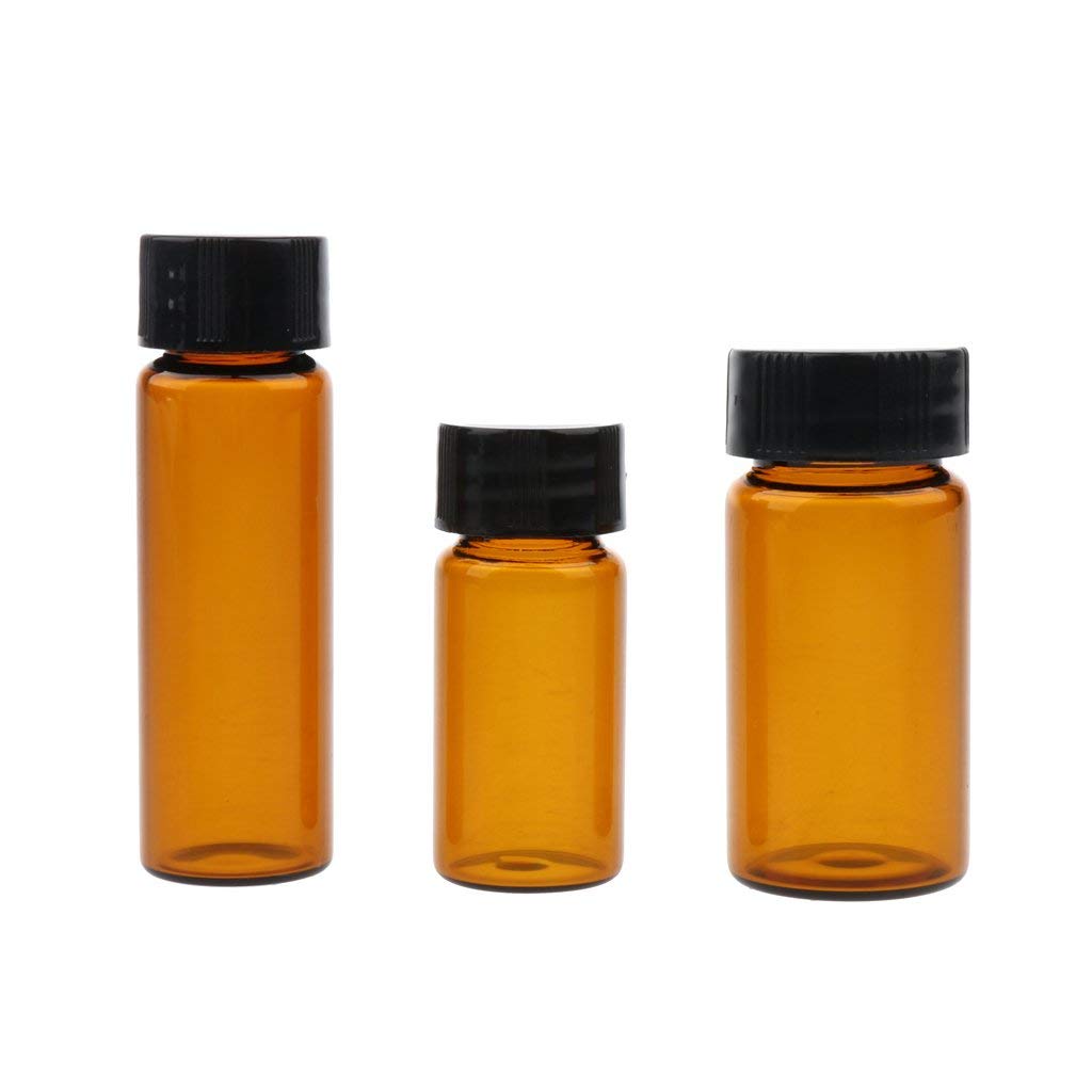 100 Stück 10ml/15ml/20ml Glas Probenflasche Organische Lösung Glasflaschen mit Schraubdeckel für Chemie Laborbedarf (Braun 20ml)