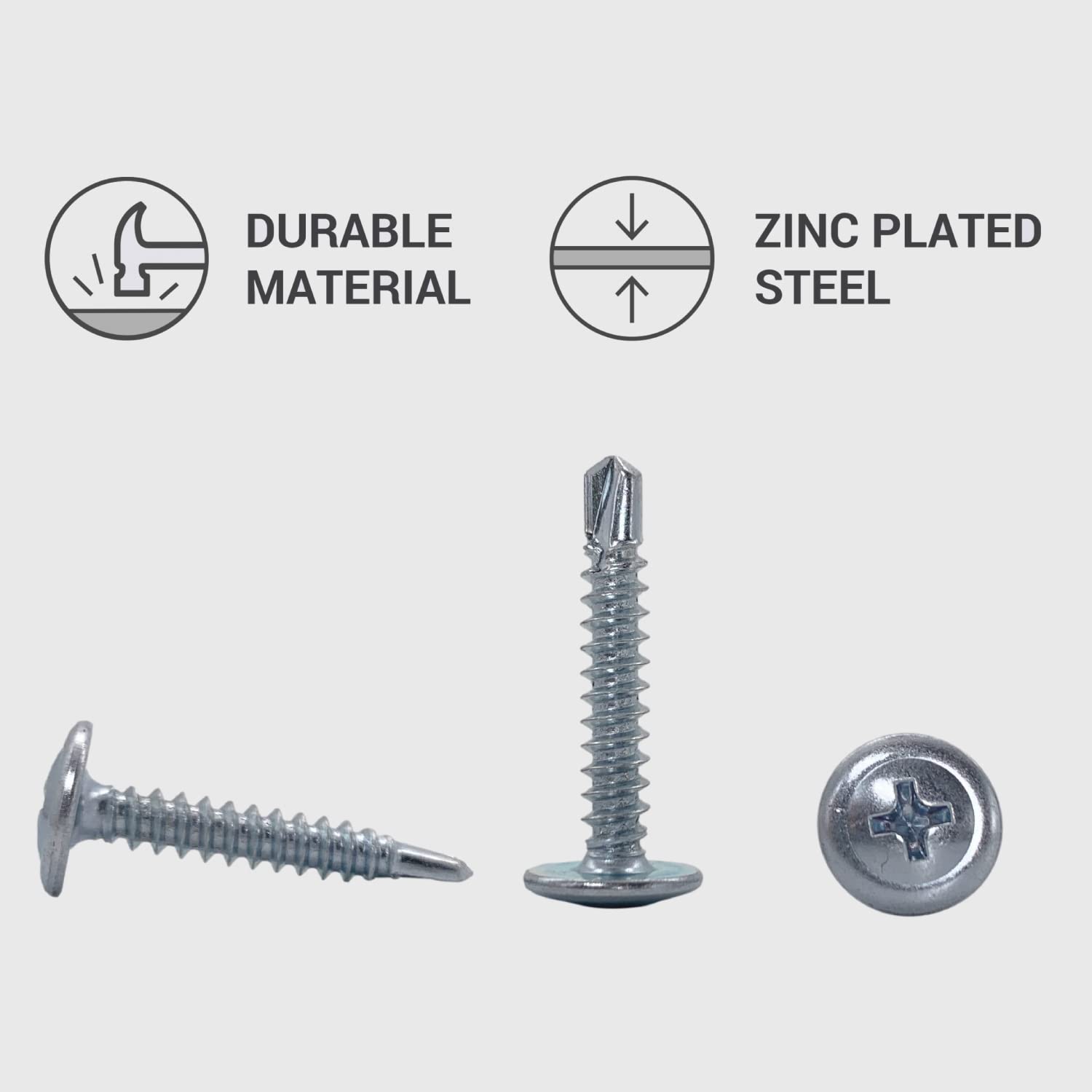 Paquete de 500 tornillos de acero chapado en zinc de 4,2 x 25 mm, cabeza de armadura modificada Phillips, tornillo de chapa autoperforante, autorroscante (500, 4,2 x 25 mm)