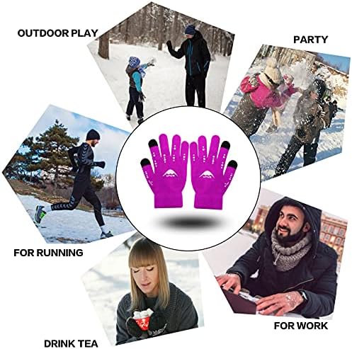 FINGER TEN Kids Running Gloves Winter Cycling Warm Knitted Thermal, Touchscreen Glove Non-Slip for Work Driving Ridding Sport Outdoor Color Black Blue Green Pink fit Boys Girls Age 5-12