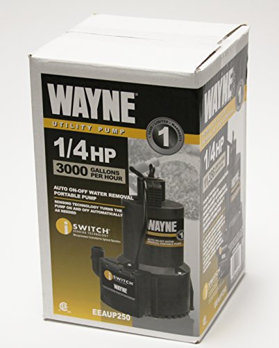 Image of WAYNE EEAUP250 1 /4 HP Reinforced Thermoplastic Submersible Multi-Use Pump, Black