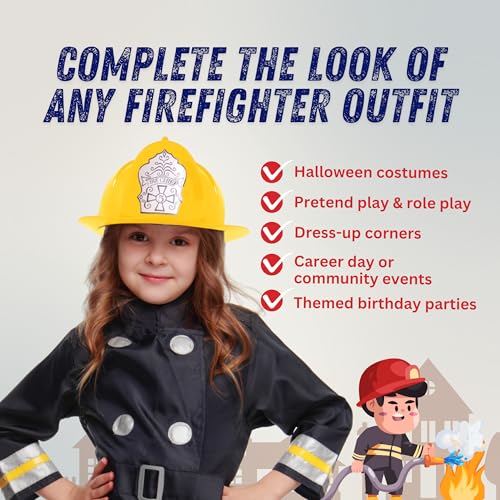 Dress-Up-America Firefighter Helmet - Fireman's Hat for Kids - Firefighter Costume Accessory - One Size Fits Most4