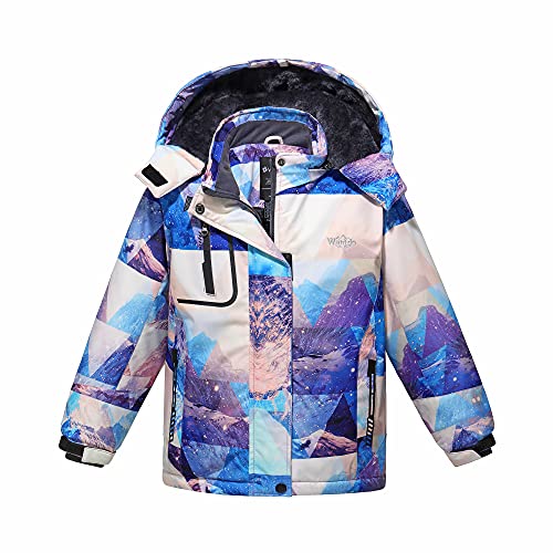 wantdo Girls' Waterproof Ski Jacket Hooded Winter Snow Coat Windproof Raincoats Mountain Flora 14-16