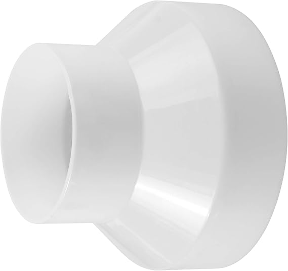 CABAX Duct Reducer 6 to 4 inch Air Duct Adapter HAVC Pipe Connector for Inline Ventilation System (150mm to 100mm), White