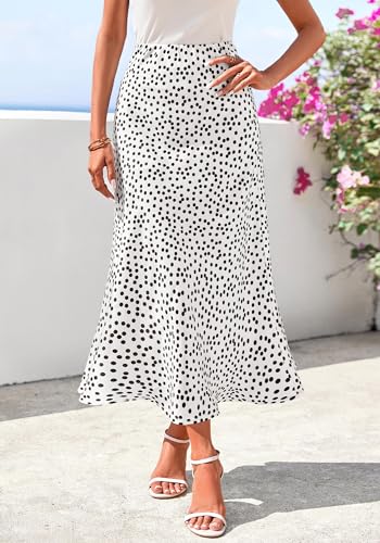 Image of BTFBM Satin Skirts for Women Trendy 2026 Summer Fall | High Waisted A-Line Leopard Print,Floral Print, Business Casual,Cocktail,Wedding Guest,Long Silk Midi Skirt