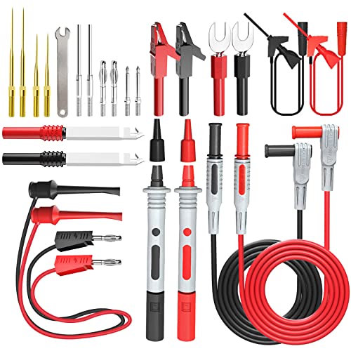 Cleqee 25-in-1 Silikon Messleitungen kit, Multimeter Kabel mit austauschbaren Krokodilklemmen, vergoldetem Präzisionssondensatz, Mini-Grabber-Prüfhaken und Drahtdurchstech-Prüfspitzen Cover