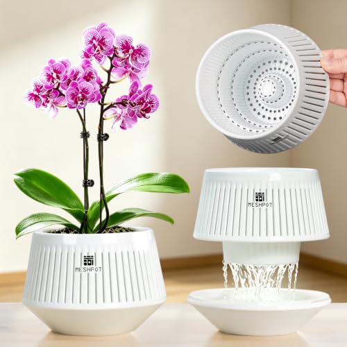 Meshpot Orchid Pots with Holes for Repotting, Decorative African Violet Pots with Air-Pruning and...
