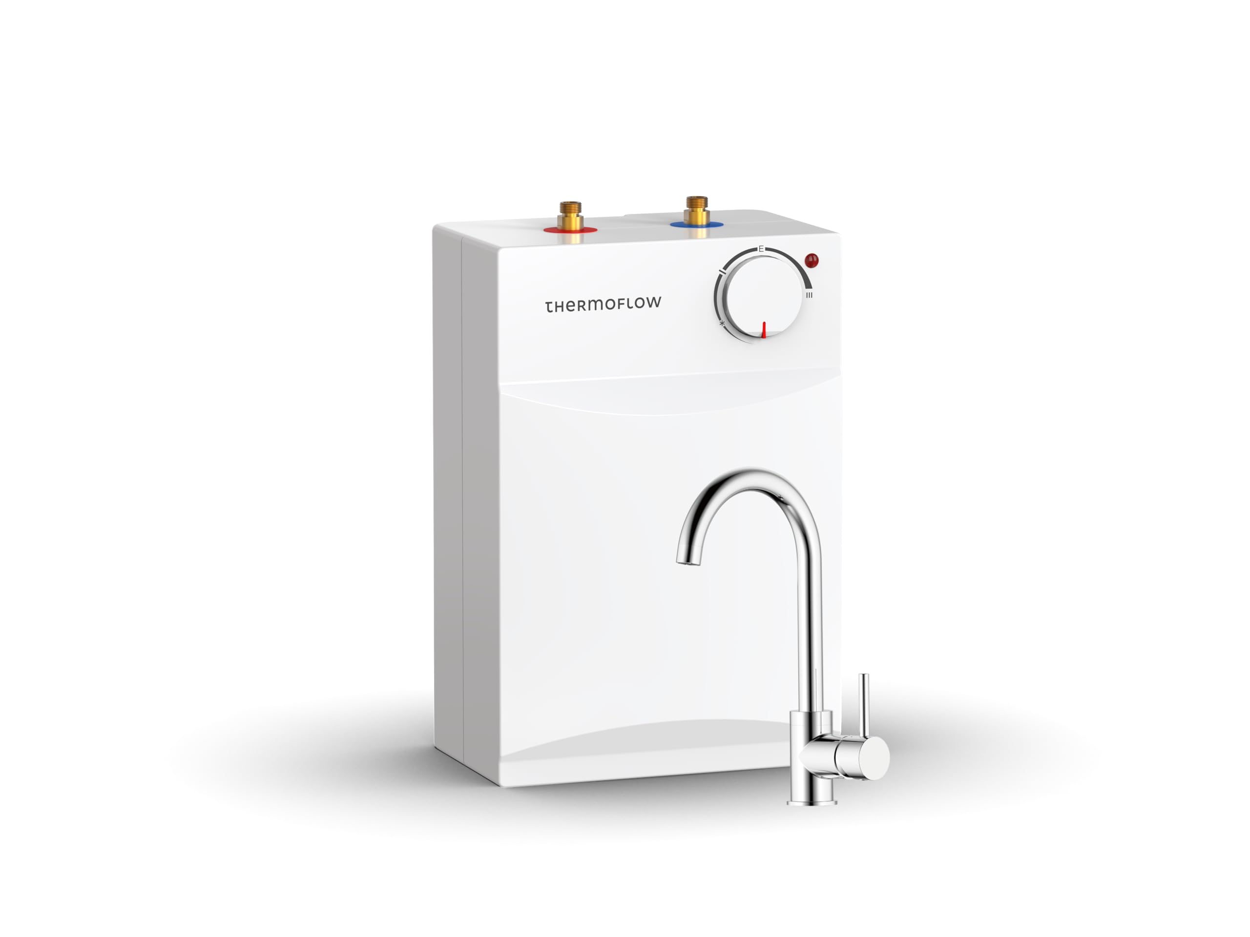 Thermoflow Ensemble de chauffe-eau sous-évier UT 5 Ovalis | Chauffe-eau sous-évier avec mitigeur basse pression 5 l de volume | Raccord G 3/8" | 35 - 75 °C | 65 °C en 10 min.