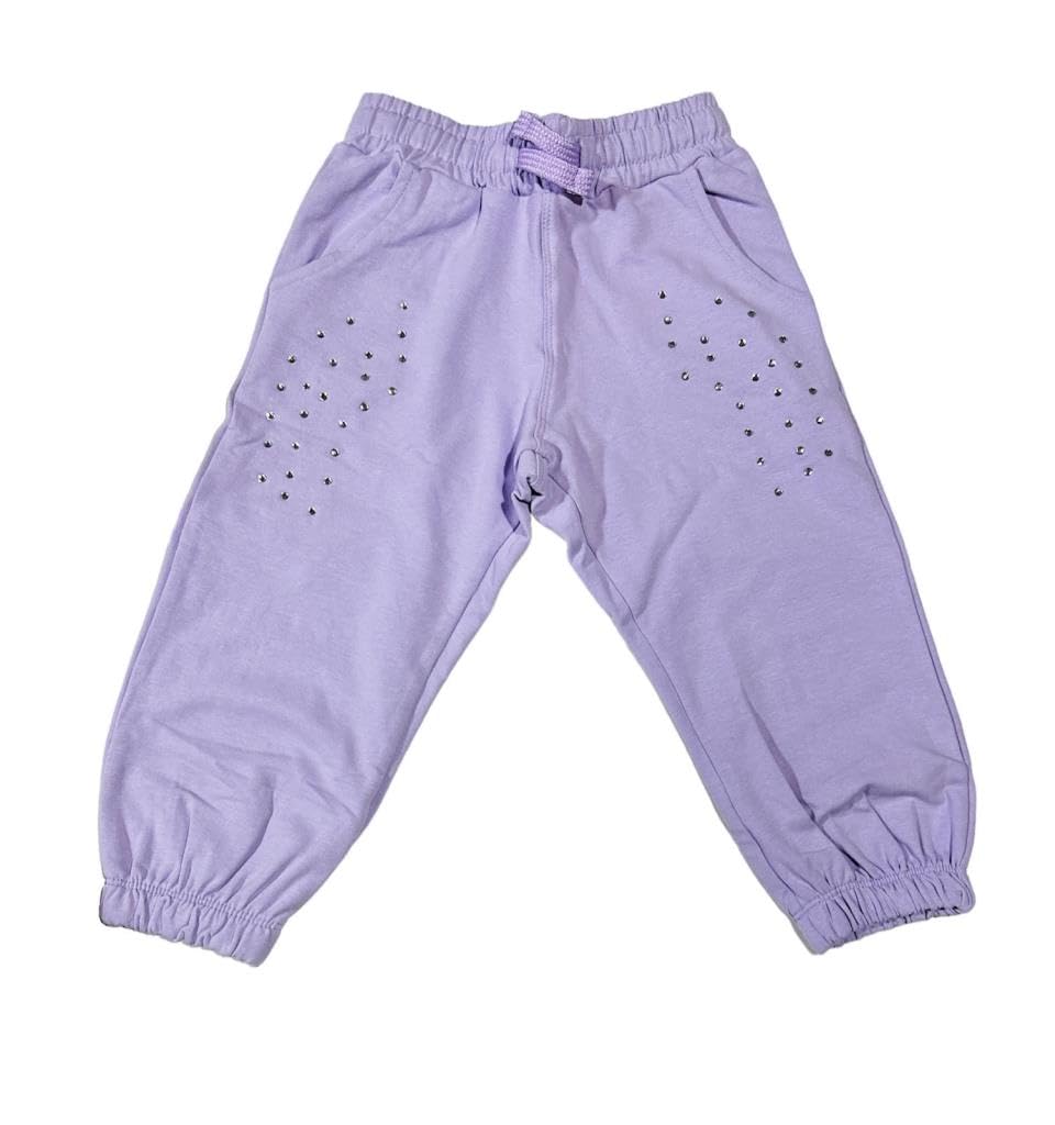 Yours tuta 2 pezzi da bambina, felpa con zip e cappuccio + pantalone, tuta lilla e fuxia over con polsini e strass