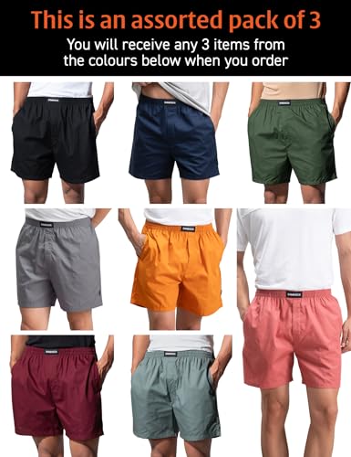 Image of DAMENSCH Men Solid Pure Cotton Breeze Ultralight Inner Boxers (Pack of Assorted Colours I Color & Print May Vary)
