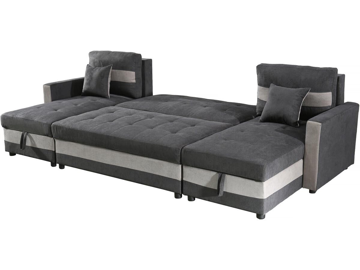 Habitat et Jardin Canapé panoramique Convertible avec coffres de Rangement Antoine - 5 Places - Gris foncé/Gris Clair