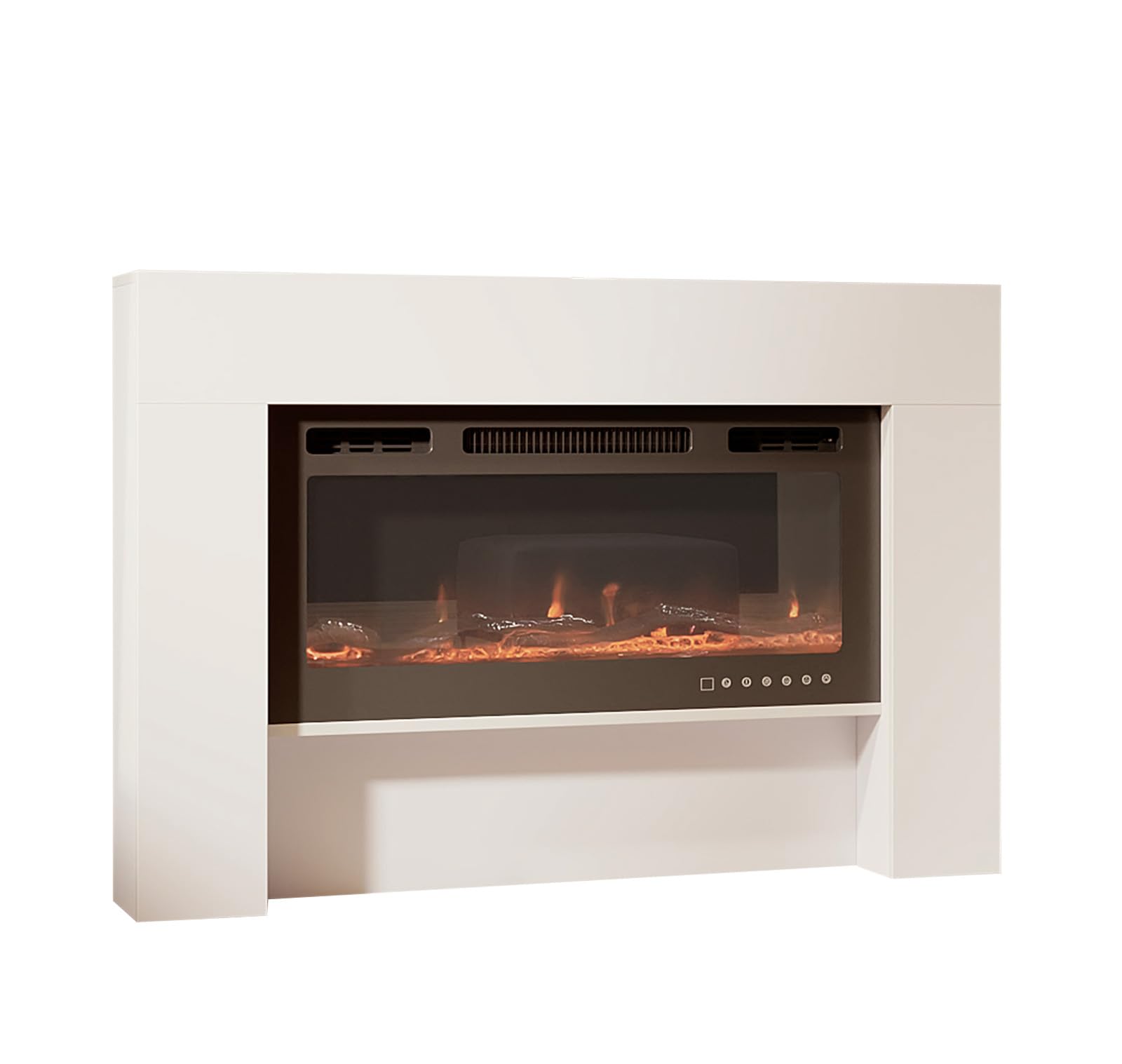 MB Muebles Bonitos, Mueble con Chimenea eléctrica Decorativa Candela para Salón Moderno, Estufa de Bajo Consumo, 1000/2000W, Efecto de Llama Realista con LED, Lacado en Blanco, 127,4x86,6x21 cm