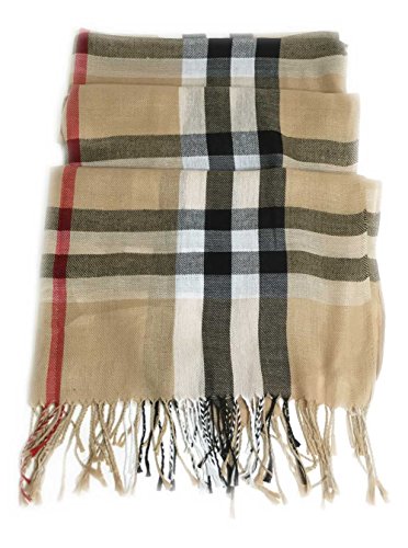 Aesthetinc Classic Plaid Pattern Fringe Scarf Shawl Wrap Fashion Trendy Chic