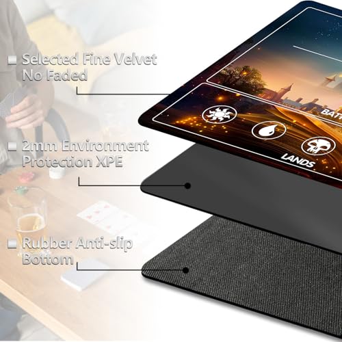 Image of for MTG Playmat with Card Storage Bag,Non-Slip Rubber Base & Smooth Surface 24x14in,Beginner-Friendly Magic Mat for Commander Deck,Magic Book Castle