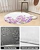 Flower Purple Fluffy Round Area Rug Carpets 4ft, Plush Shaggy Carpet Soft Circular Rugs, Non-Slip Fuzzy Accent Floor Mat for Living Room Bedroom Nursery Elegant Spring Botanical Summer White #3
