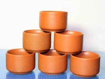 Mirakii 50 ml Brown Tera Kota Handmade Bowl   , Set of 6, Serving for Sauce, Pickle, Jam, Butter, Chutney, Achar/Pickle