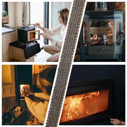 Dichtungsband für Ofentüren 15mm x 4m x 2mm Selbstklebend Fiberglas Dichtung Seil Ersatz Kaminofen Türdichtung Kamindichtung für Kamine Holzöfen (Grau)