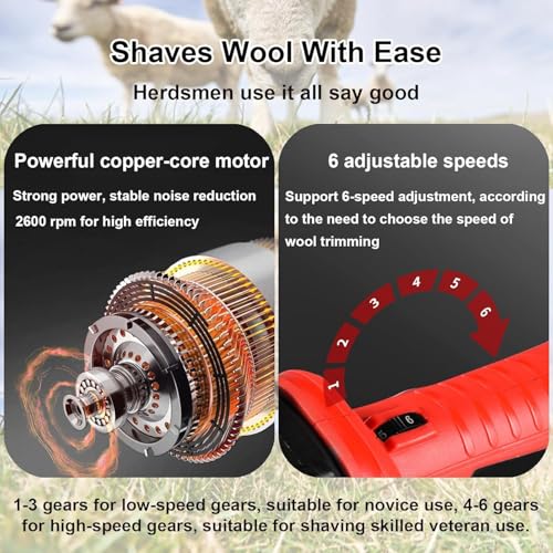 Generico 500W Cordless Shears, 6-Peed Clip di toelettatura Professionale con Batteria Ricaricabile per i betucce, la Lama Regolabile Heavy Duty Animale Trimmer Silenzioso