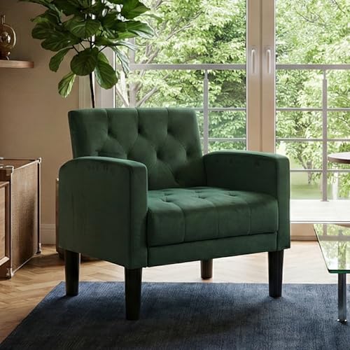 GRAVFORCE Armchair Modern Accent Chair Comfy Upholstered Seats Armchairs for Living Room Bedroom Dining Room Green