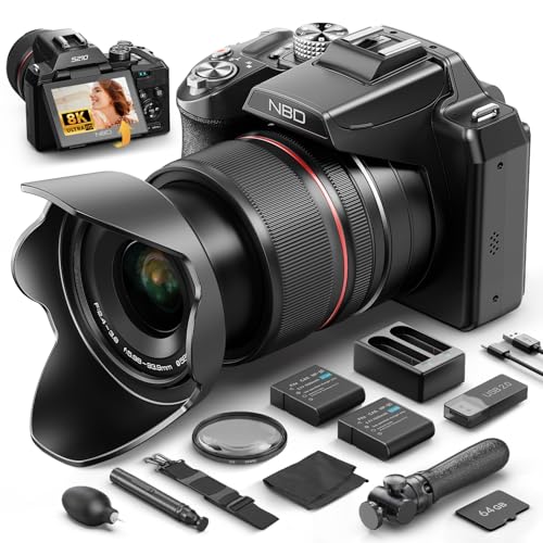 NBD Appareil Photo Numérique 5K 64MP - Zoom Optique 16X | Hot Shoe Professionnel | Écran IPS 2.8