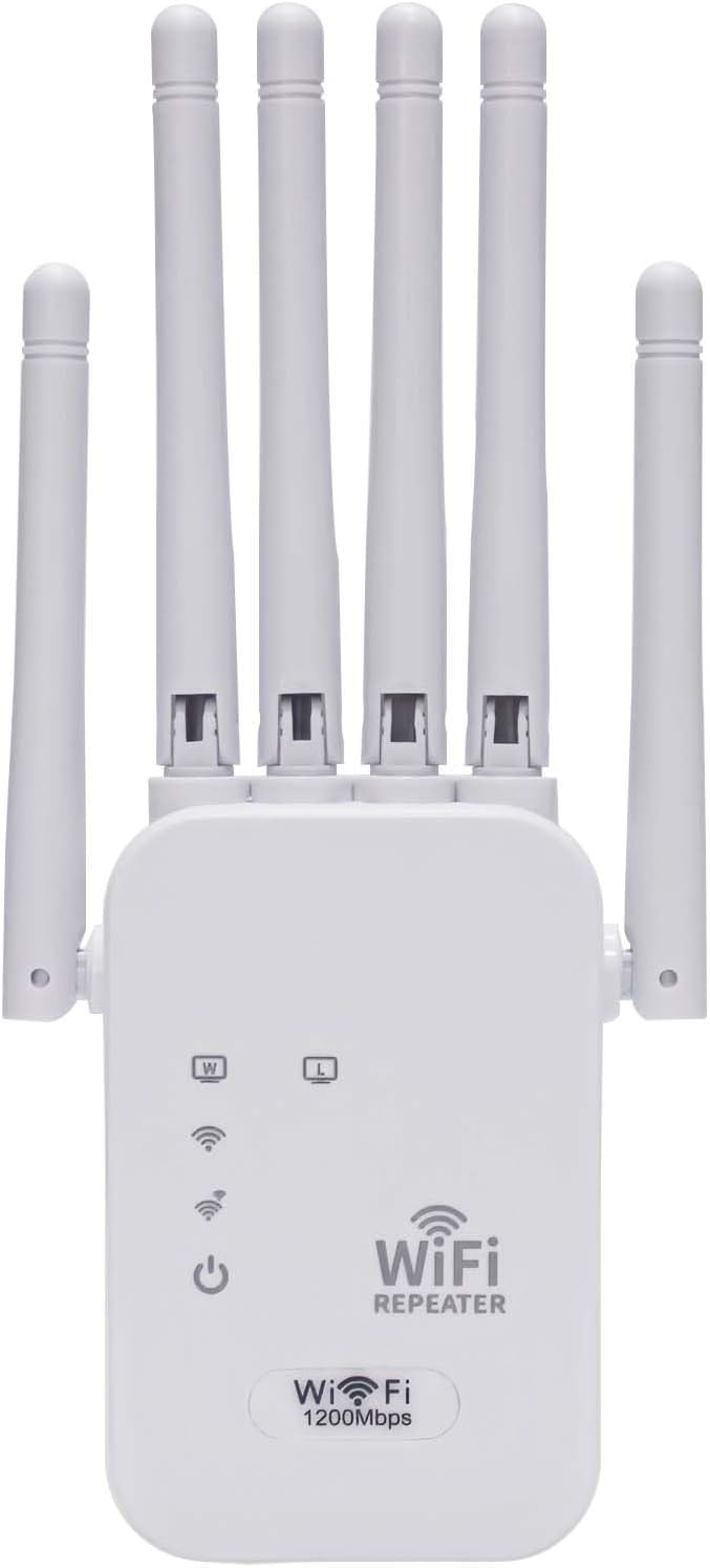 WiFi Range Extender & Signal Booster – Dual Band Wireless Repeater with Ethernet Port, Extends Coverage Up to 1200 Sq Ft, Fast Setup for Home & Office