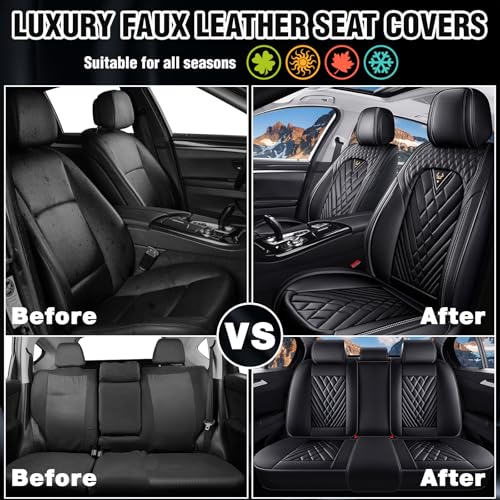 Image of Sierra 1500 Seat Covers Custom Fit for GMC Sierra 1500 2000-2026, Waterproof Nappa Leather Car Seat Cover, Comfortable and Anti-Slip Full Set Car Seat Covers(5 Seats /Black)