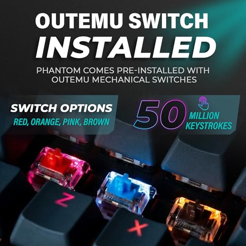 Image of TECWARE Phantom+ 87 Mechanical Gaming Keyboard | RGB LED Backlit | Hot Swappable Wraith Red Switches | 87 Key TKL Layout | Thocky Sound Profile | Detachable USB-C Wired | Black