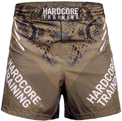 Hardcore Training Boxing Dragon Fight Shorts Hombre Pantalones Cortos MMA BJJ Boxeo Grappling Fitness No Gi (FR/ES, Letras, M, Regular, Regular, Khaki)