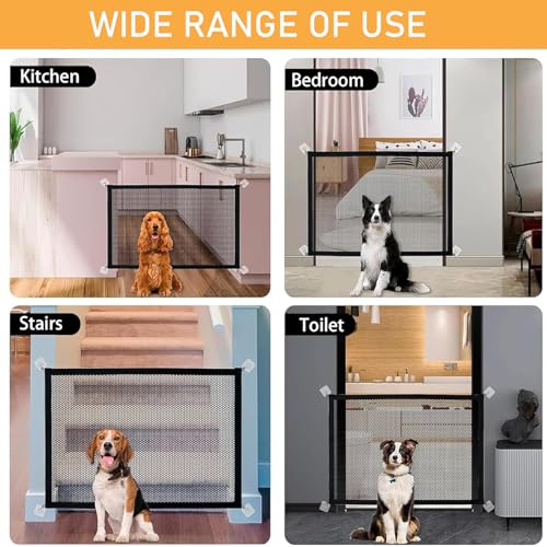 Türschutzgitter Ohne Bohren, 110 x 72 cm Treppenschutzgitter Ausziehbar, Schutzgitter Baby Gate Mit 4 Klebehaken, Türgitter Hunde, Katze Tür geeignet für Haustiere, Babys