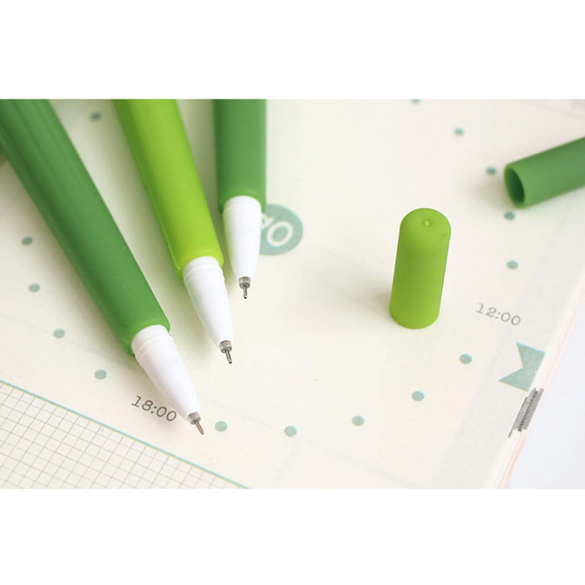 LALAFINA Penna Gel Cactus Verde 24 Pezzi, Punta Fine, Plastica Portatile