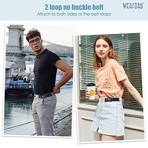 WERFORU Women 2 Loop No Buckle Elastic Belt for Women Men Side belts Buckle Free Stretch Belt for Jeans Pants3