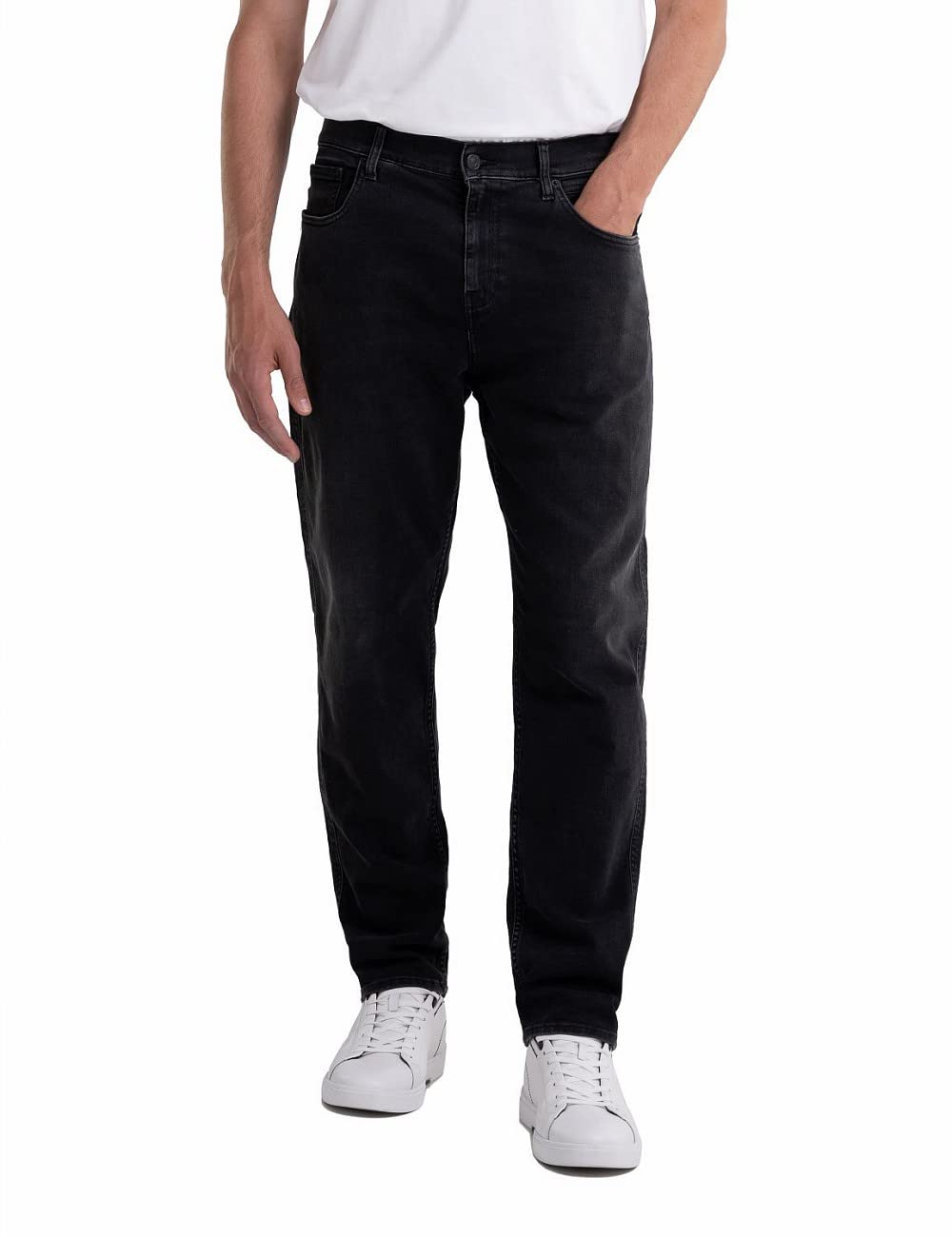 REPLAY Herren Jeans Sandot Tapered-Fit, Black 098-3 (Schwarz), 30W / 34L