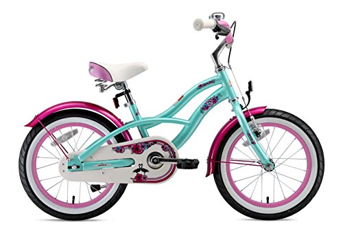 Bikestar Safety Sport Kids Bike Bicycle With Sidestand For Age 4 Year Old Children | 16 Inch Cruiser Edition For Girls | Mint & Pink #TOP1