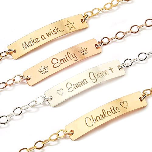 Personalized Baby Name Bracelet Gold Silver Boy Girl Baptism Gift First Birthday Jewelry for Infant Boys and Girls Custom Engraved Name ID Bracelet Christmas Easter Back to School Gift2