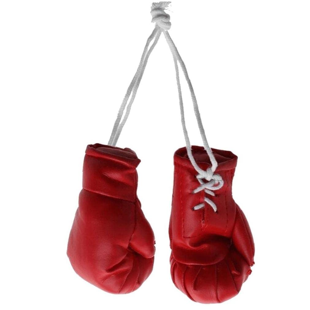 Vepoty Red Car Pendant Mini Boxing Gloves Miniature Punching Gloves Car Mirror Hanging Ornament Decoration For Car