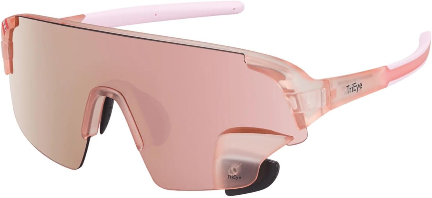 TriEye Cycling Glasses with Rear-view Mirror - Outdoor Sports Sunglasses for Men & Women - UV-400 TR90 Frame - Small