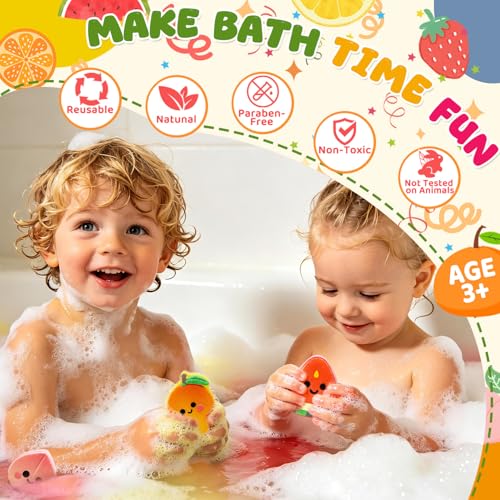 SUYFEIFAN Bath Bombs for Kids Fruit Themed, STEM 6 Pack Natural Organic Handmade Kids Bath Bomb, Gentle Skin-Friendly Bath Toys for Boys Girls, Children Daily Reward & Birthday Gift — view 3
