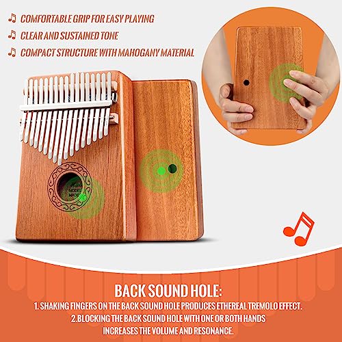 CAHAYA Kalimba Thumb Piano Portable - 17Keys Finger Piano Marimbas with Carrying Bag, Tune Hammer Musical Instruments Gift for Kid Adult Beginners CY0338 - Image 4