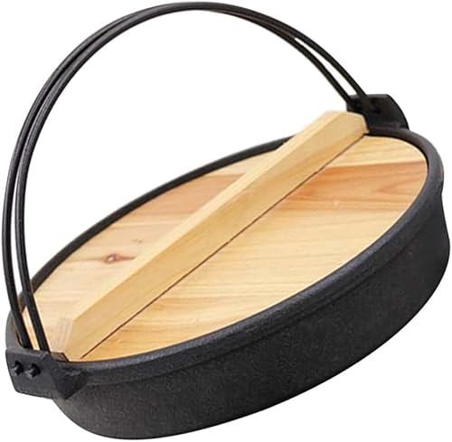 Hemoton Sukiyaki - Olla de hierro fundido con tapa olla caliente Shabu Shabu Shabu para fideos Nabe olla de cocina japonesa de 71in olla caliente de