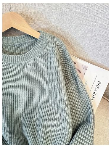 Girl's Crew Neck Knit Sweaters Drop Shoulder Long Sleeve Casual Pullover Tops Knitwear3
