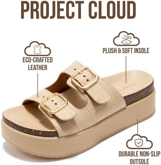 Project Cloud Platform Sandals Women - Plush & Soft Insole Wedge Slides for Women Footwear - Beach Essential Wedge Sandals for Women 2026 (Softy) - Image 2