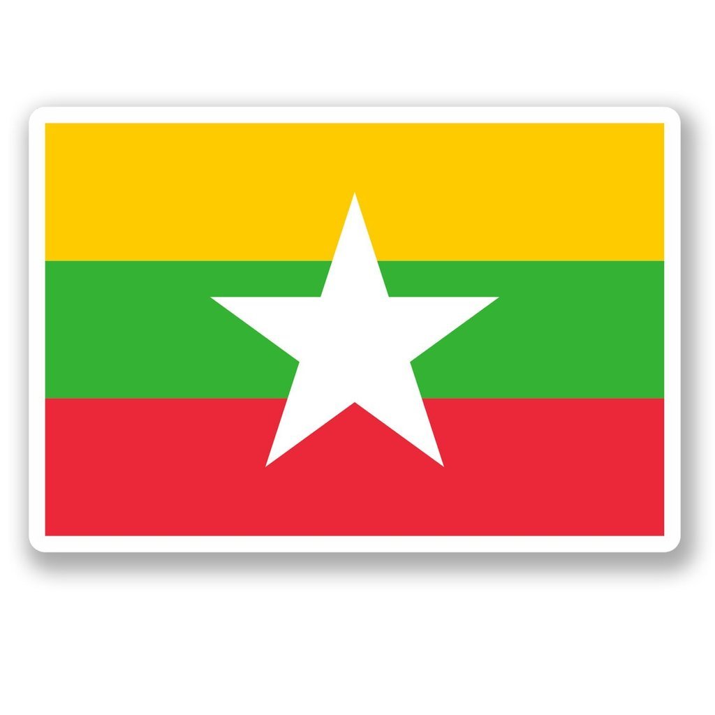 2 x 10cm/100mm Burma Flag Vinyl Sticker Decal Laptop Travel Luggage Car Bike Sign Fun #4553