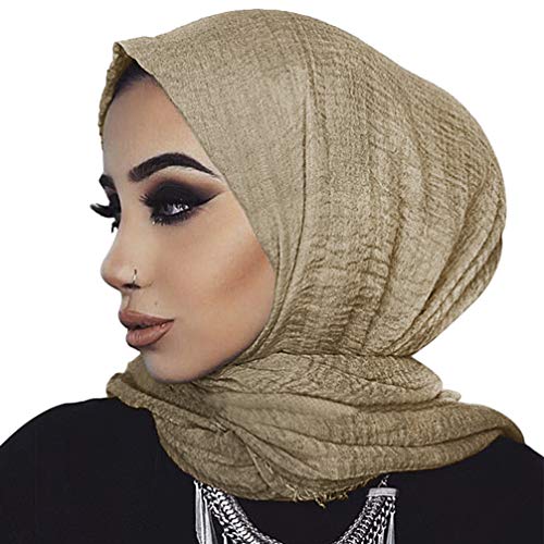 IPENNY Hajib Muslim Head Scarf Solid Color Soft Wrap Scarves Women Fashion Long Shawl